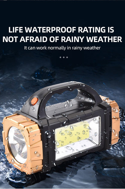 Portable Powerful Solar LED Flashlight With COB Work Lights USB Rechargeable Handheld 4 Lighting Modes Outdoor Solar Torch Light