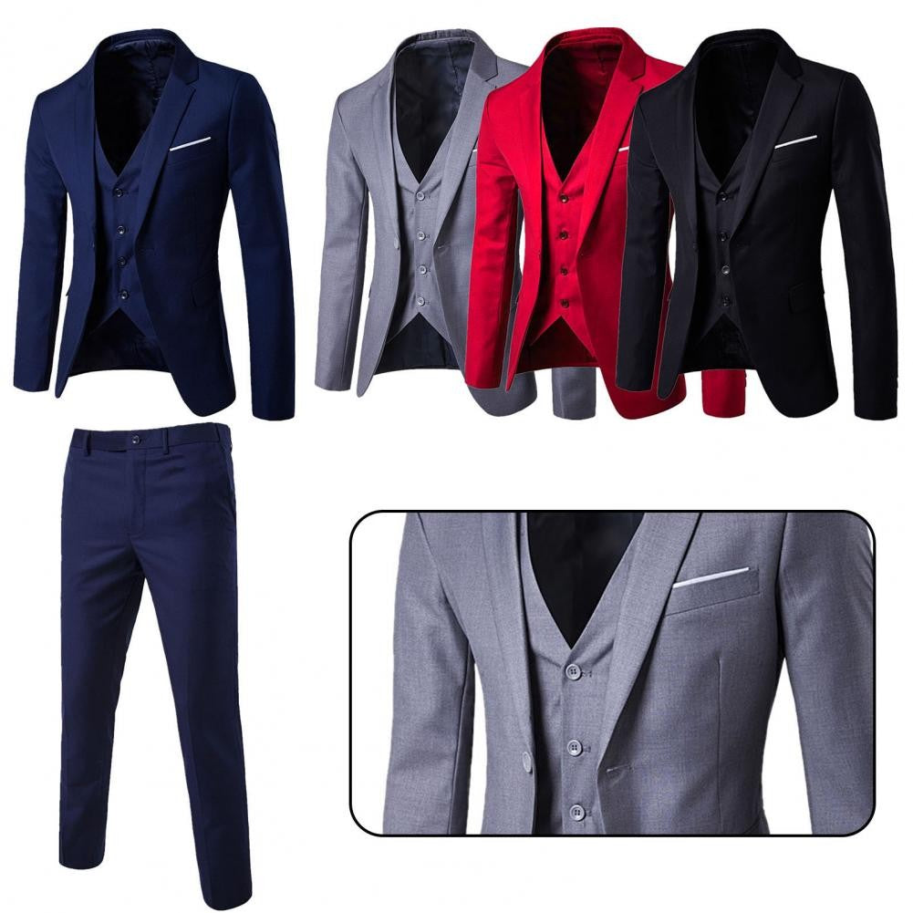 Korean Style Men Vest Pants Set Casual Business Buttons Cuff Vest Trousers Men Suit Wedding Groom Formal Suit