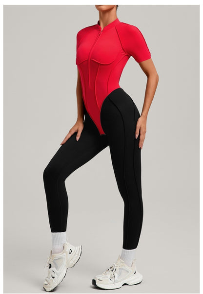 Women's New Yoga Jumpsuits with Contrasting Splicing Beauty Back Slim Fit One-piece Workout Gym Outdoor Sports Fitness Bodysuits