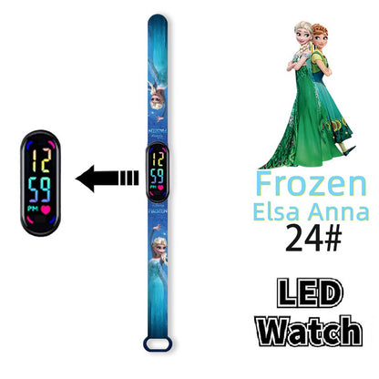 Disney Frozen Digital Kids' Watches Anime Figures LED Luminous Watch Touch Waterproof Electronic Sports Watch Kids Birthday Gift