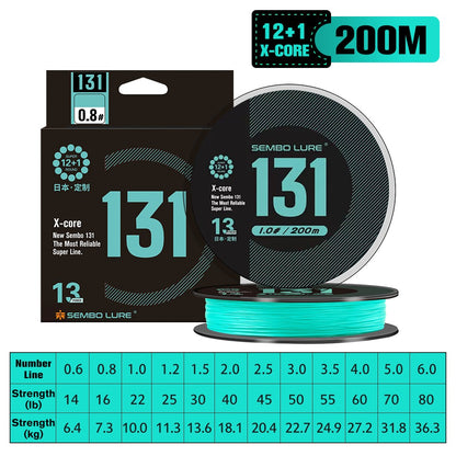 Linha de Pesca Trançada ZUKIBO Sembo 131, Resistente à Abrasão, Fina, Superforte, Trança Diamante Mais Apertada, Zero Elasticidade