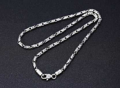 Nova Moda 100% Pura Joia de Prata S925 Retrô 6MM de Espessura Mantra de Seis Caracteres Colares Masculinos de Personalidade na Moda