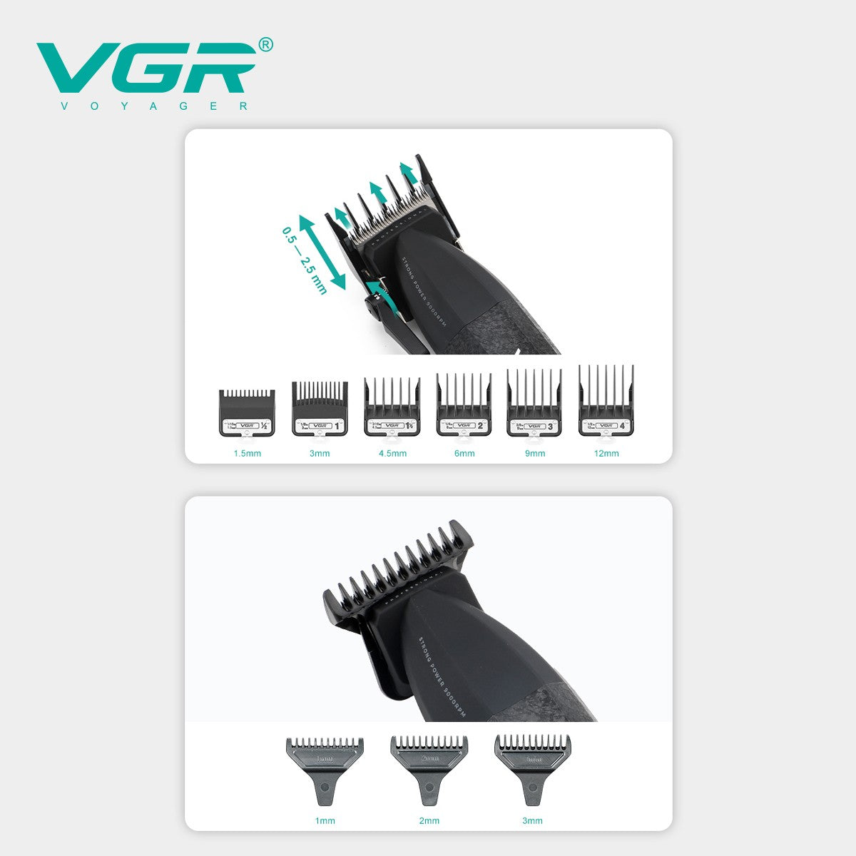 VGR Hair Clippers Professional Hair Trimmers Rechargeable Body Trimmer Electric Clippers Adjustable Hair Clippers Men V-640 s3
