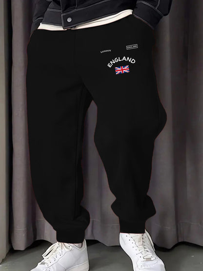 London England Union Printing Man Sweatpants Fashion Elastic Waist Pants Trendy Drawstring Pant Casual Warm Britches