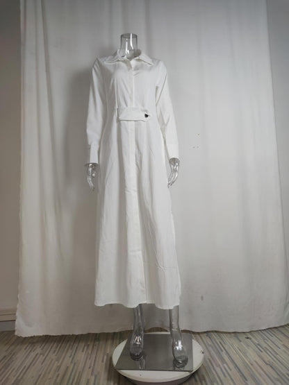 Fashion Spring Overalls Sundress Women 2025 Autumn Dress Casual Elegant longSleeve Baggy Work Vestidos Kaftan Maxi Long Dress