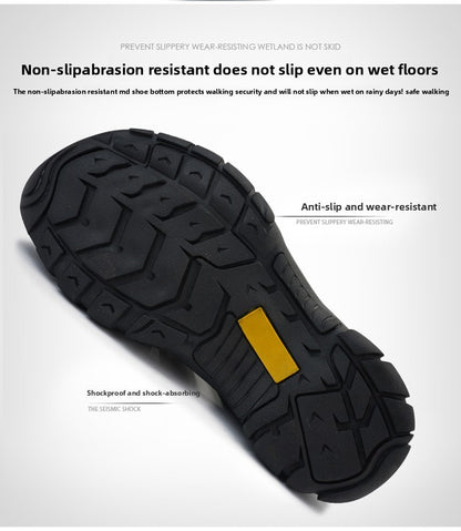 2025 Summer Men's Sandals Thick soled Baotou beach shoes Outdoor oversized casual Shoes Male lightweight hollow sandals Homme