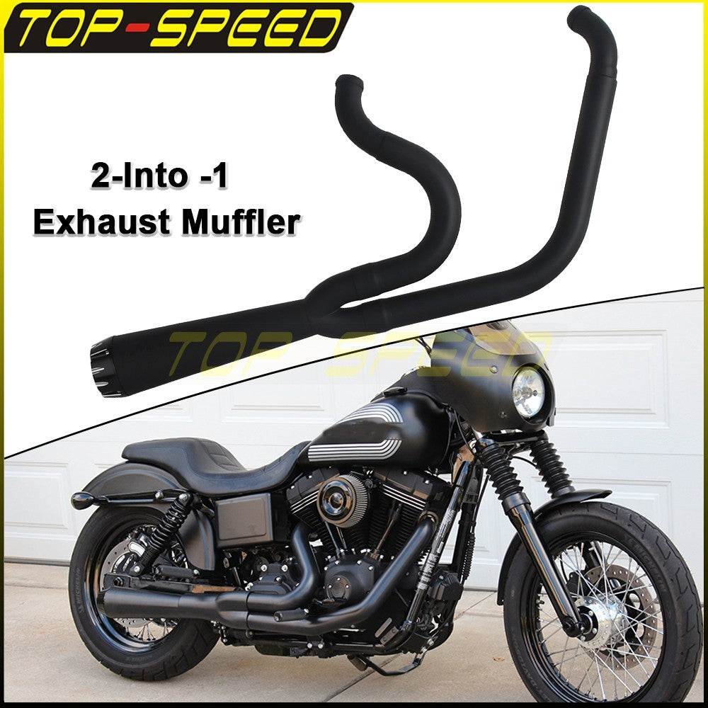 For Harley Dyna Wide Glide EFI FXDWGI FXDWG Motorcycle 2-in-1 Full Complete Exhaust System Stainless Steel Exhaust Muffler Pipe