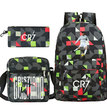 Novas Mochilas CR7 3 peças Estilo Simples Leves Meninos Meninas Bolsas Escolares Mochilas para Laptop de Grande Capacidade para Adolescentes Mochilas de Viagem para Mulheres e Homens
