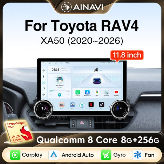 Ainavi 2K Screen Car Radio For Toyota RAV4 2020 2021 2022 2023 2024 2025 XA50 RAV 4 Wireless Carplay Android Auto Car Multimedia