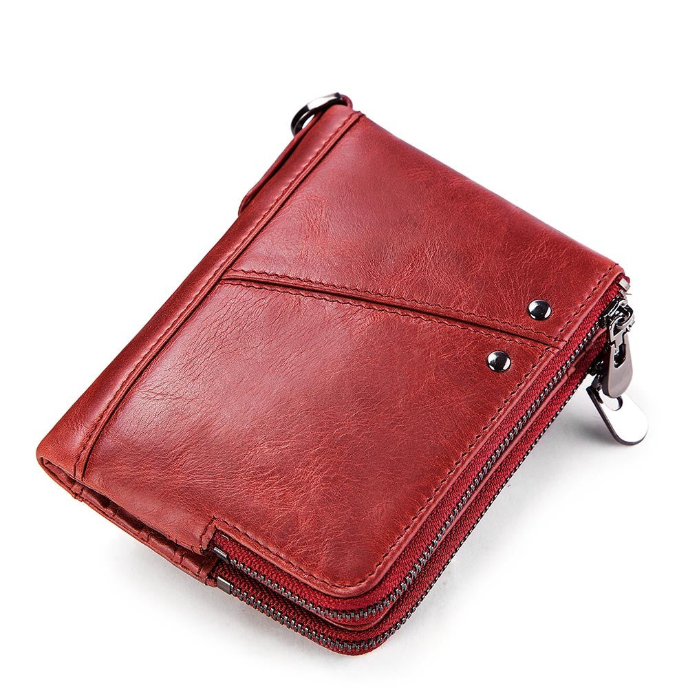 Women's Wallet Fashion Genuine Leather Short Female Purse ID Card Holder Wallets RFID Ladies Clutch With Zipper Coin Purse