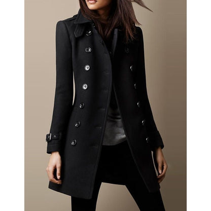 Fashion Elegance Women Jacket Mid-length Coat 2025 Solid color Belt Single-breasted Turn-down Collar for Ladies Office Outfit