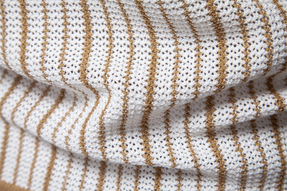 AIOPESON 2025 Men's Striped Mesh Polo Shirt - Breathable Contrast Panel Knit Top with Turn-Down Collar