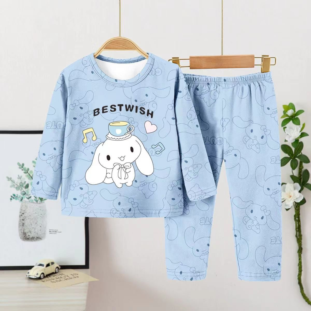 Anime Cinnamoroll Children Pajama Sets Soft Round Neck Comfortable Kids Pajama Suit Causal Loose Breathable Boys Girls Nightwear