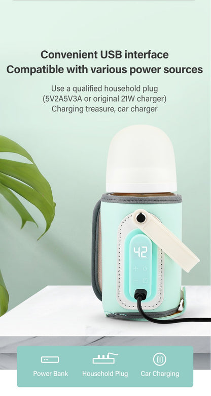 MAMIJOY  Portable Baby Bottle Warmer Feeding Bottle Heat Keeper Travel Warmer Cover USB Heater Outdoor Bottle Warmer
