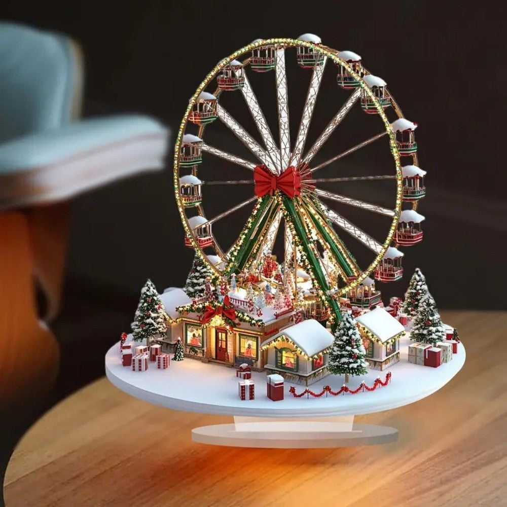 1pc Christmas Ferris Wheel Ornament, Christmas Scene Design, Cozy Style, Home Decoration, Daily/Holiday Gift, Scene Compatible