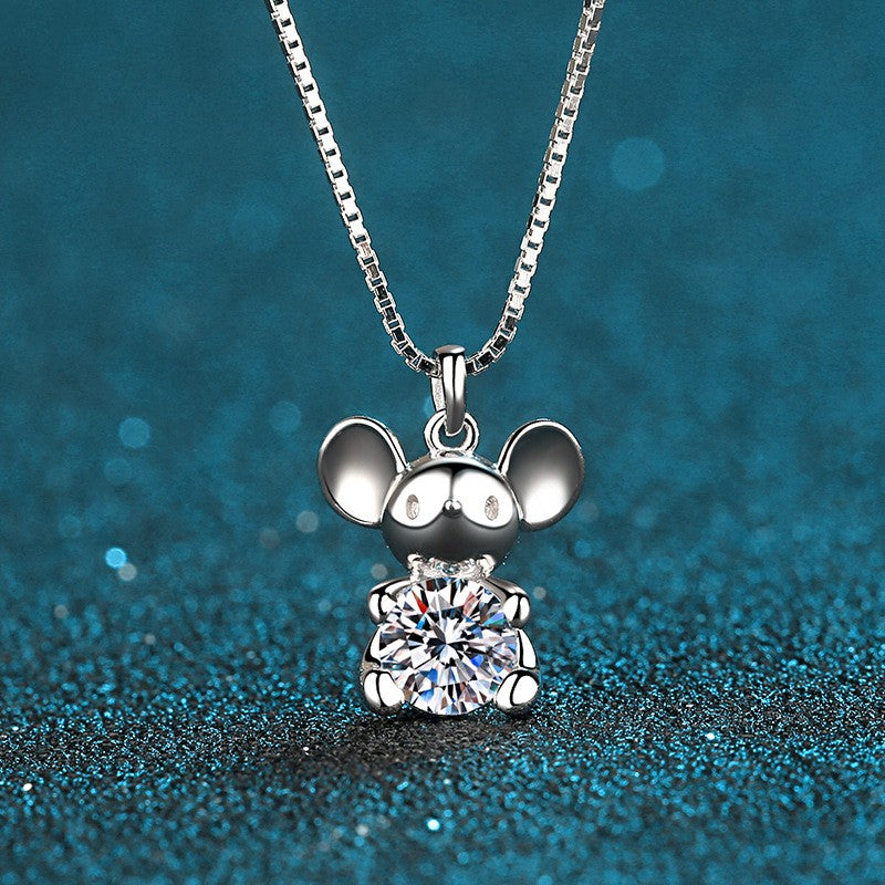 Platinum PT950 18K White Gold 0.5ct Moissanite Luxury Necklace Pendant for Women Jewelry Dainty Everyday Wear