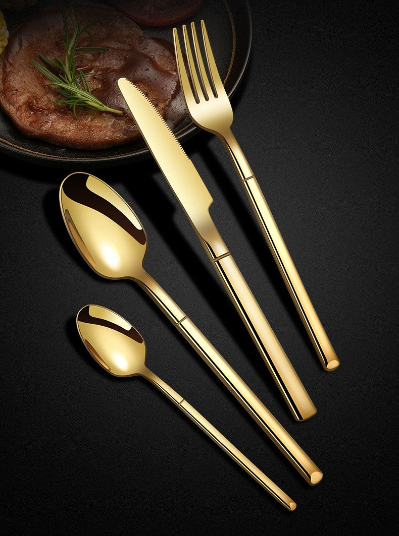Cutlery set Thickening and widening high-grade 304 stainless steel tableware Knight knife fork spoon tableware set dinnerware