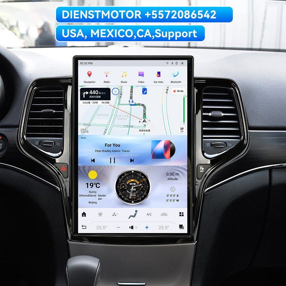14.4 Polegadas Android 8+128GB para JEEP Grand Cherokee 2010-2021 Estilo Tesla Carro GPS Navegação Multimídia Player Rádio Toca-fitas Central