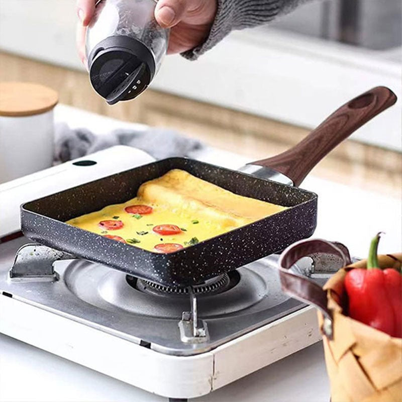 Frigideira Antiaderente para Omelete Japonesa Tamagoyaki, Frigideira Retangular para Ovo Tamago Panela Pequena para Fritar Ovos com Utensílios de Cozinha