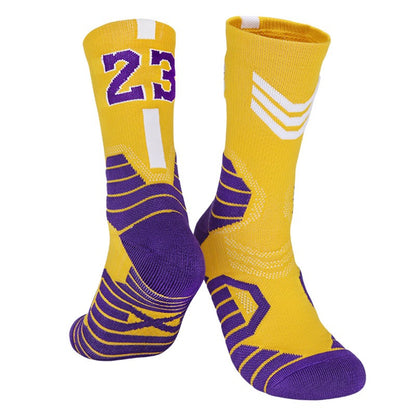 Meias Esportivas Masculinas de Basquete, Meias Esportivas com Numeração, Fundo de Toalha Engrossado, Ciclismo Outdoor, Corrida, Basquete, Feminino Adulto, Meias.