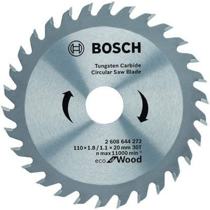BOSCH 2608839389 Lâmina de Serra Circular Sem Fio para Cortar Madeira 110x1.6/1.1x20mm T30 Acessórios para Ferramentas Elétricas Bosch