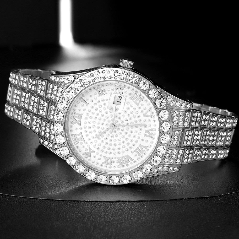 Popular Iced Out Watch Men Luxury Full Diamond Women Watches CZ Quartz Men's Watch Waterproof Hip Hop Male Clock Gift Jewelry