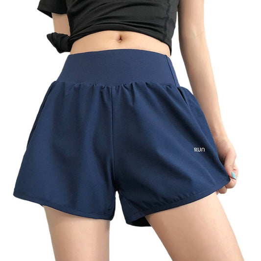 Fashion Anti-glare Lining 2 in 1 Yoga Shorts Loose Fitting Hem Elastic Sports Shorts Breathable Quick Dry Fitness Shorts Gym