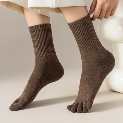 4 Pairs Women Toe Socks Five Finger Socks High Quality Cotton Autumn Spring Middle Tube Sports Socks with Separate Fingers