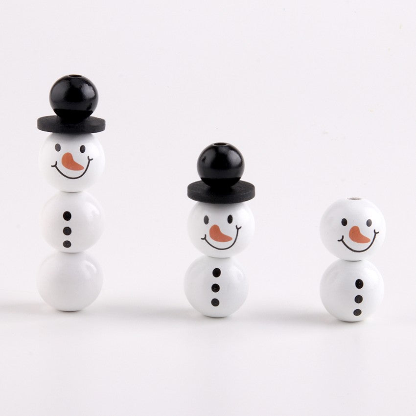 NANA Christmas Snowman Wood Craft Beads Christmas Theme Painted Diy Festive Party Decoration Fashion Custom Craft Accessories