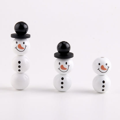 NANA Christmas Snowman Wood Craft Beads Christmas Theme Painted Diy Festive Party Decoration Fashion Custom Craft Accessories