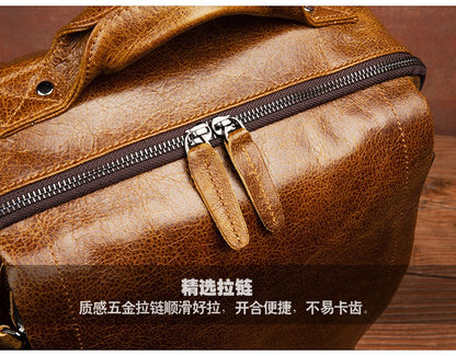 Retro cowhide backpack men and women trend outdoor travel bag leather business computer backpack large capacity