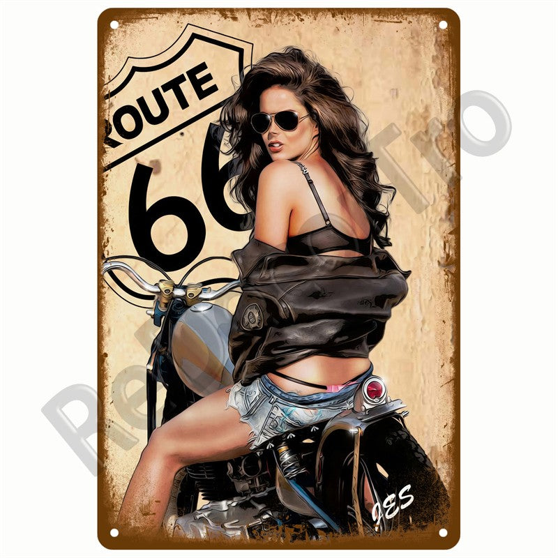 Retro Motor Oil Gas Tyre Racing Tin Sign Poster Iron Plates Metal Sign Garage Bar Pub Club Man Cave Home Decor Wall Decor Art