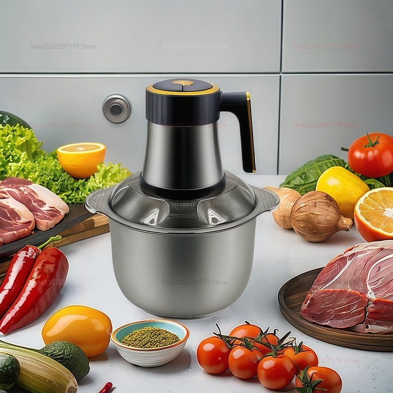 Liquidificador de aço inoxidável multifuncional para carne, frutas, vegetais, processador de alimentos, moedor de carne elétrico de cozinha com cinco velocidades