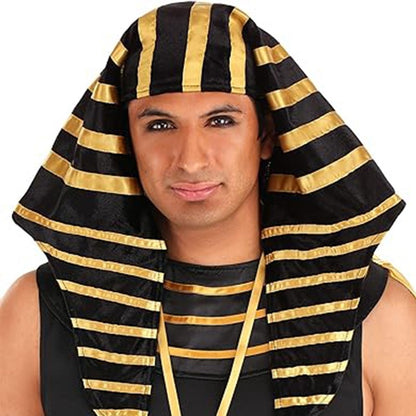 Men Egyptian Costume Set 7 Pcs Golden Trim Tank Tops Skirt Arm Sleeves Headwear Necklace Halloween Cosplay Outfits