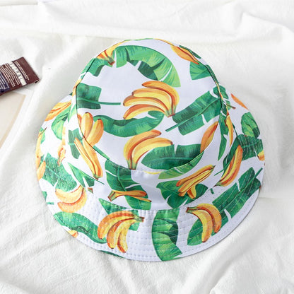 Chapéu Bucket Unissex Quente de Verão com Estampa de Frutas, Dupla Face, Chapéu de Sol Feminino, Chapéu Panama Clássico Masculino