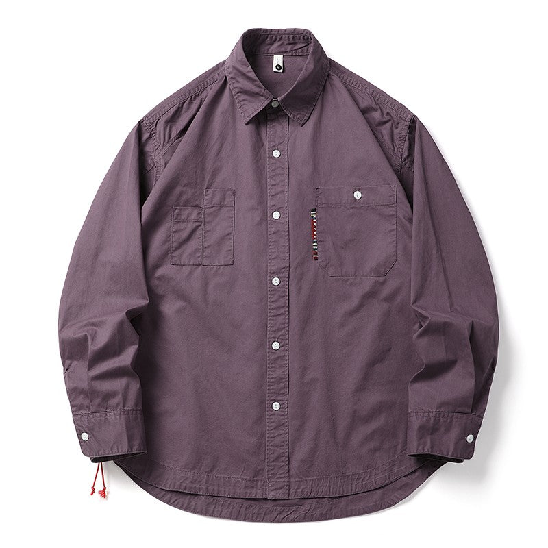 Oversize Cargo Shirts Men Japanese Streetwear Vintage Fashion Loose Casual Long Sleeve Cityboy Pure Cotton Button Shirts Blouses