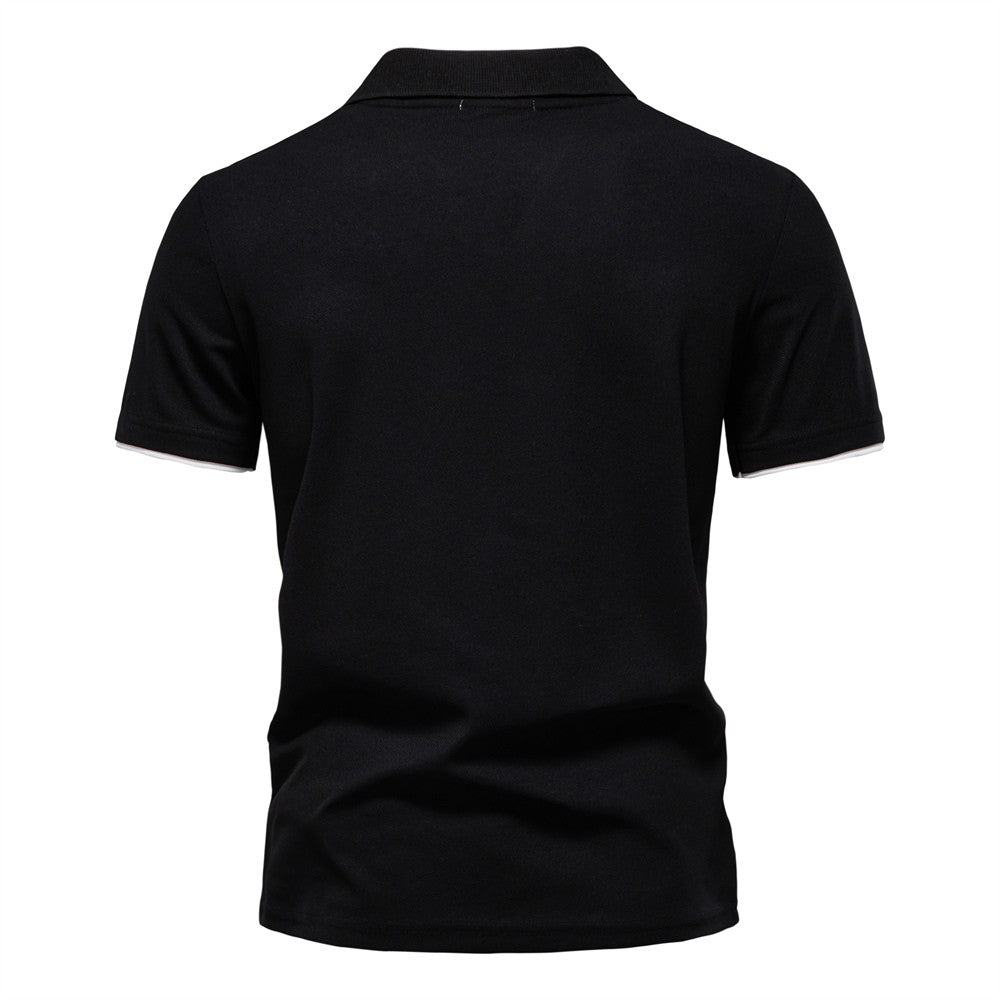 AIOPESON Men's Summer V-Neck Striped Polo Shirt Breathable Slim Fit Polo Shirts for Men Lightweight Casual Athletic Polo