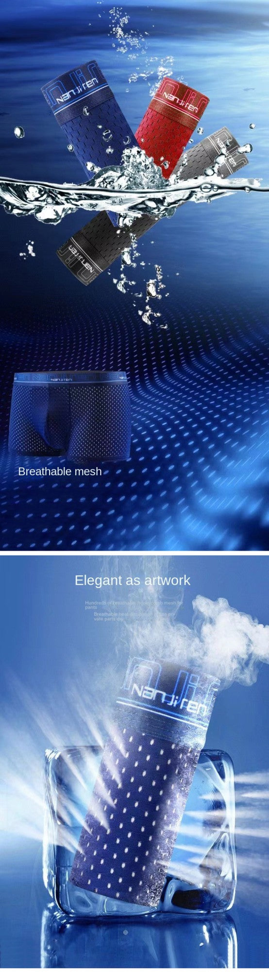 4pcs Men's Boxer Shorts Ice Silk Underwear Plus Size Underpants Cool Breathable Sexy Slim Panties Mesh Lingerie Wholesale Lots