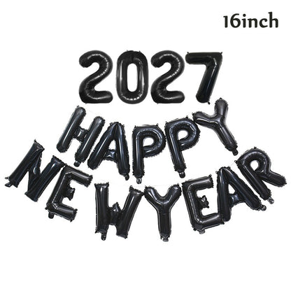 16 Inch 2027 Happy New Year Foil Balloons Christmas New Year Party Decoration Festival Party Supplies Photo Props Home Decor
