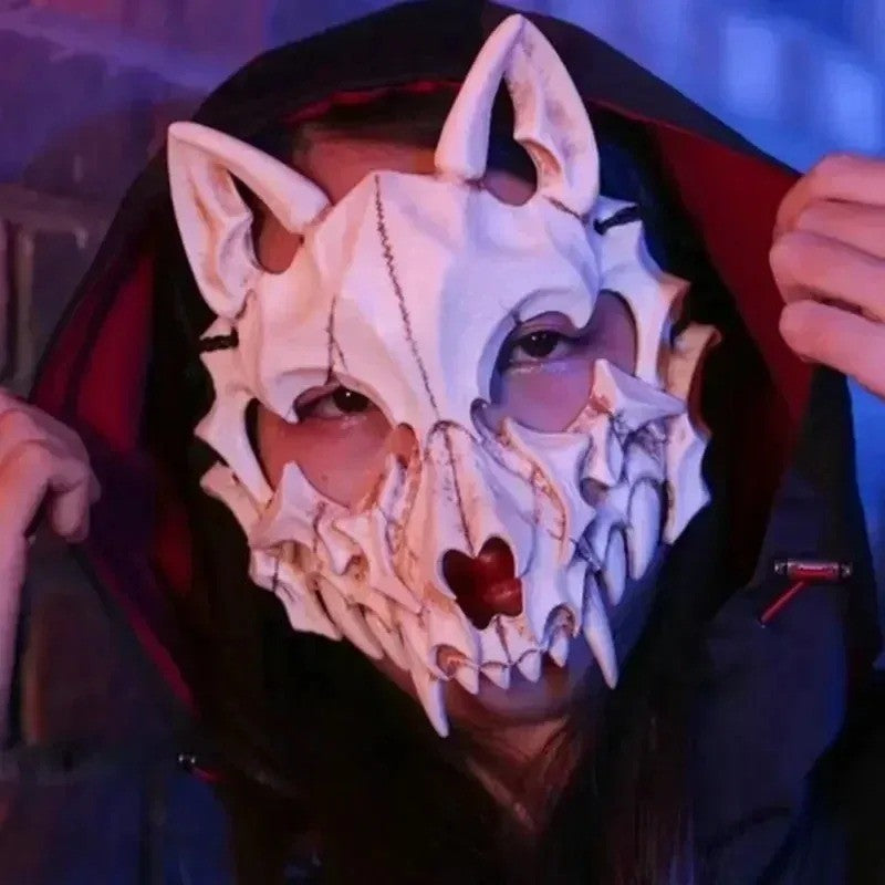 Halloween Half Face Mask Popular Dragon God Fierce Tiger Night Dog Man Wolf Costume Skull Performance Mask Mask Deadpool Terror