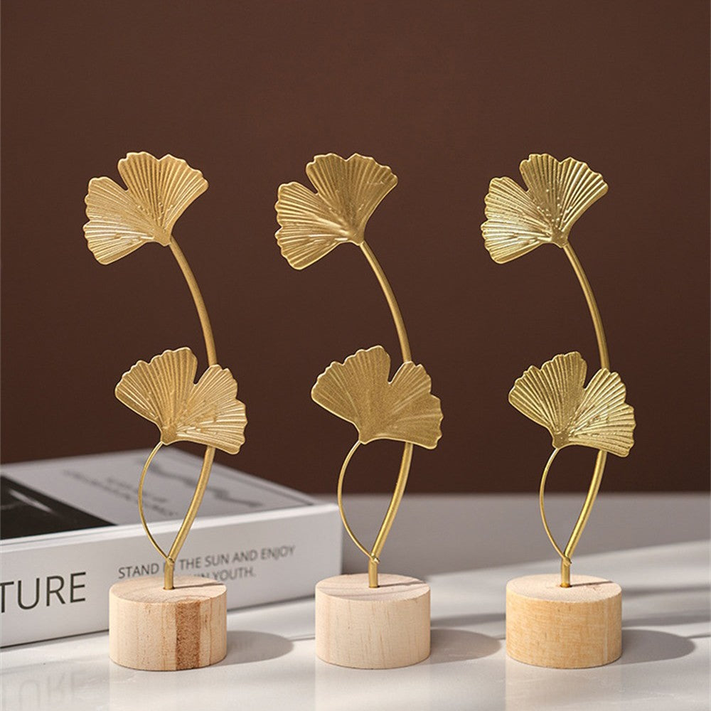 Nordic Gold Ginkgo Leaf Crafts Leaves Sculpture Luxury Living Room Decor Home Decoration Accessories Office Desktop Ornaments