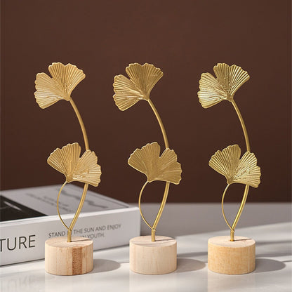 Nordic Gold Ginkgo Leaf Crafts Leaves Sculpture Luxury Living Room Decor Home Decoration Accessories Office Desktop Ornaments