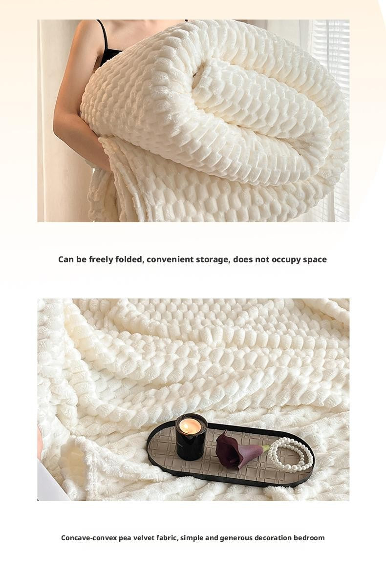 Manta de Tricô Branca Creme Felpuda Decorativa 3D Jacquard Flanela Fleece Super Macia de Pelúcia Aconchegante para Sofá Cadeira