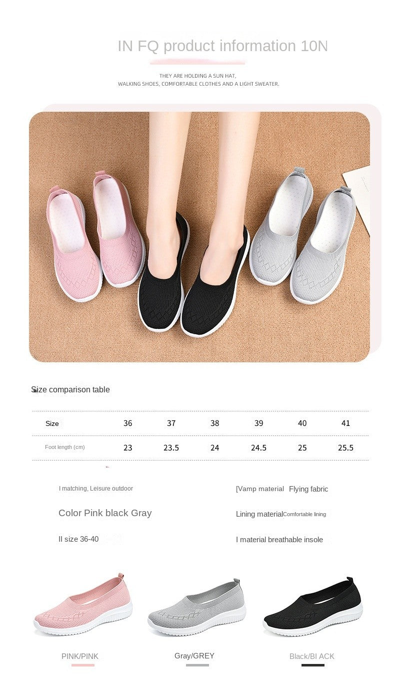 New Women's Shoes Soft Sole Cloth Shoes Large Women's Shoes Casual Mesh Shoes Sports Casual Women's Vulcanized Shoes Low Heels