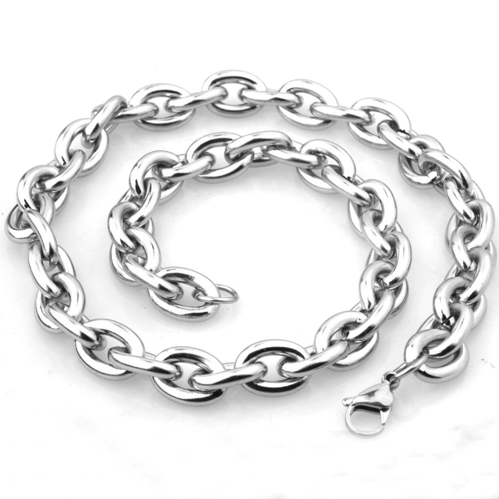 7"-40" Huge  Jewelry Men's 316L Stainless Steel Silver Color Big O Link Chain Necklace High Quality 8/11/13/15mm Not Fades