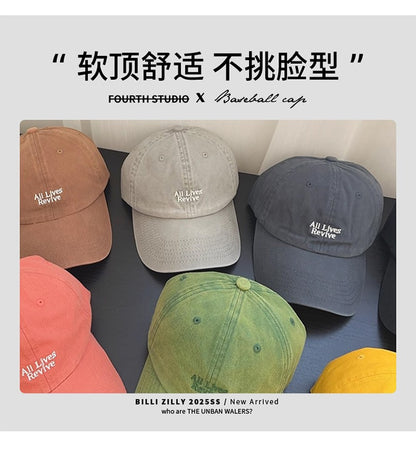 Trendy Japanese Retro Washed Denim Baseball Cap Embroidered Letter Couple Sun Hat Casual Outdoor Sport UV Resistant Baseball Cap