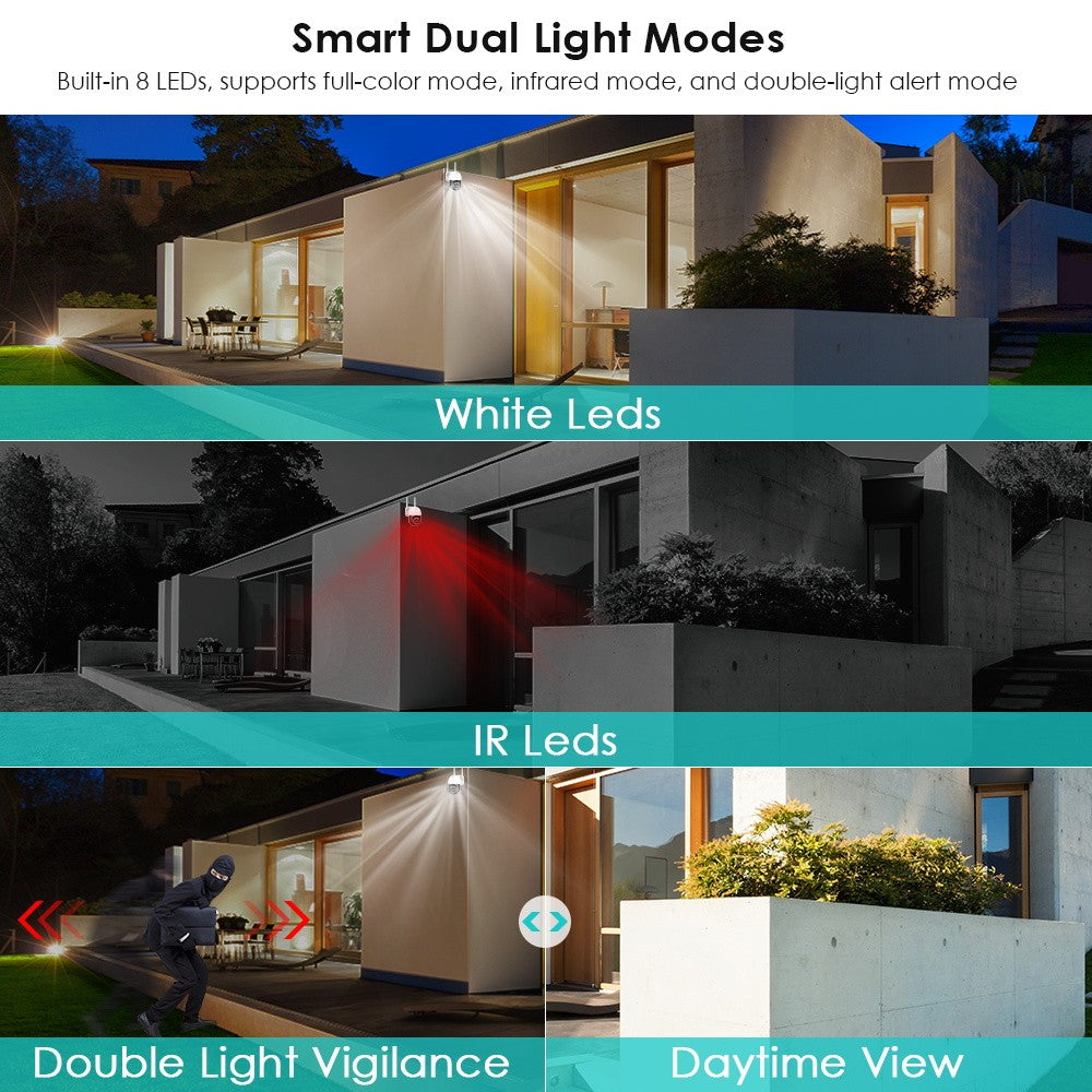 BESDER 4K 8MP 8x Hybrid Zoom Dual Lens PTZ IP Camera WiFi Human Detection 4MP Audio Security Video Surveillance