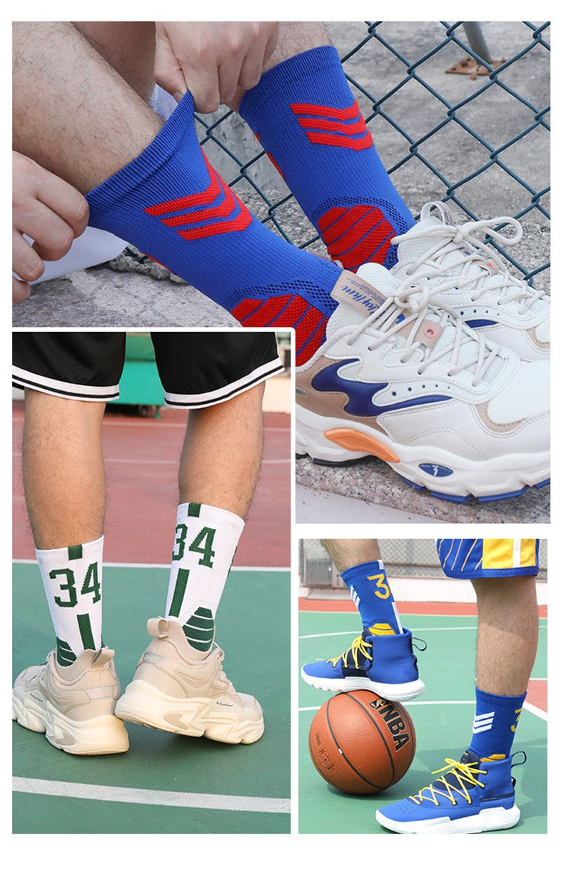 Meias Esportivas Masculinas de Basquete, Meias Esportivas com Numeração, Fundo de Toalha Engrossado, Ciclismo Outdoor, Corrida, Basquete, Feminino Adulto, Meias.