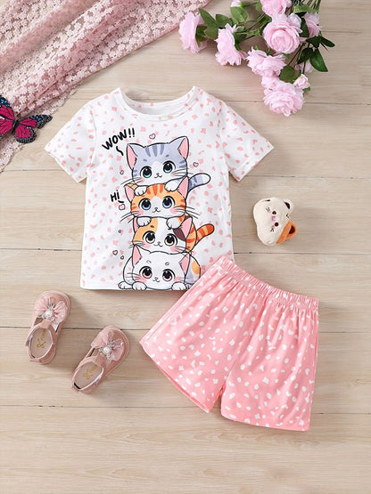 Summer Sets Children's Clothing Girl Kids Toddler Clothes Cute 3D Tie-Dye Print T-Shirt Top Shorts 2PCS Baby Kids Tracksuit Sets