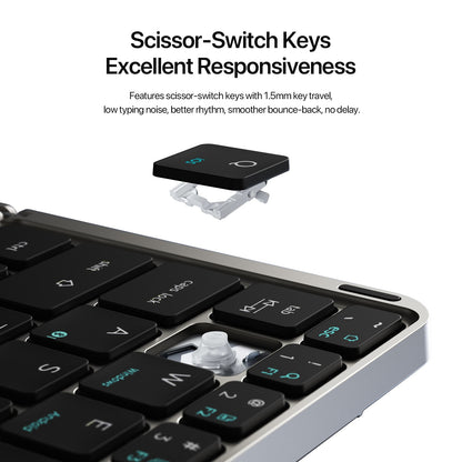 Novo Teclado Bluetooth 5.0 Dobrável Modelo Multifuncional com Touchpad e Suporte para Celular para Telefones, Tablets e PCs